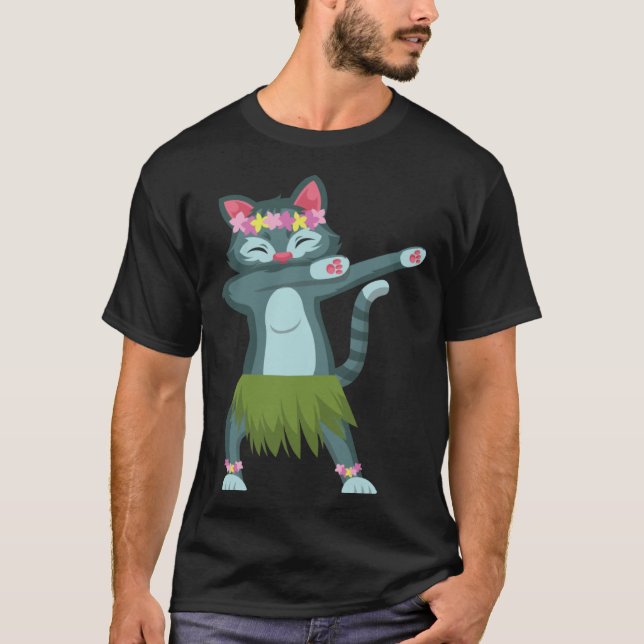 Aloha Cat Hawaiian Dance Mele Kalikimaka Hula Kitt T Shirt (Framsida)