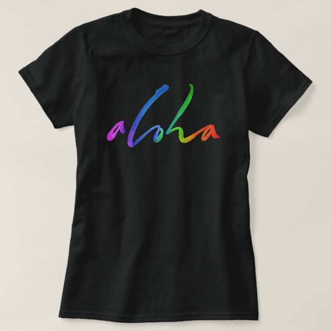 Aloha Colorful Tropical Lettering - Hawaii Hawai'i Tee Shirt (Design framsida)