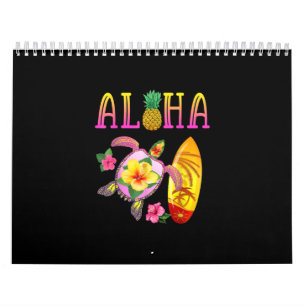 Aloha Coola Kawaii Turtle Surfboard Hawaiian Turtl Kalender