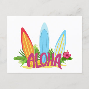 Aloha Coola Surfing Boars på stranden Vykort