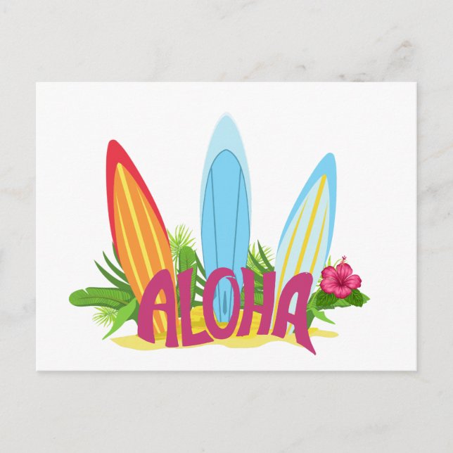 Aloha Coola Surfing Boars på stranden Vykort (Framsida)