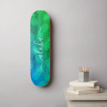 ’Aloha’ coola typografi blue grönt pineapple ombre Mini Skateboard Bräda 18,5 Cm<br><div class="desc">Aloha. Ta med en bit av de hawaiiska öarna till gatorna i din stad varje gång du användor denna ljusa färgad, chic, slående, snyggt, modernt sport på skateboard, skarp, vit handskriven typografi över en stressad grafik, ananas mönster i en levande turkos, blått och grönt. Gör en roligt och snyggt påstående...</div>