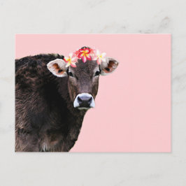 Aloha Cow, Lei, Rosa Summertime Roligt Vykort