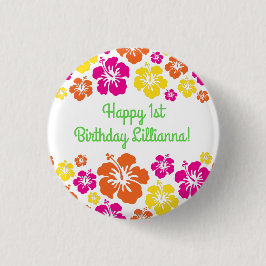Aloha Cute Hawaiian 1:a födelsedag Party Theme Knapp