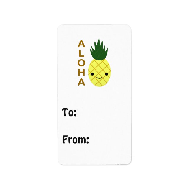 Aloha Cute Kawaii Pineapple Adressetikett (Framsidan)