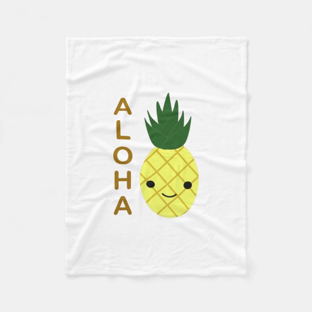 Aloha Cute Kawaii Pineapple Fleecefilt (Framsidan)