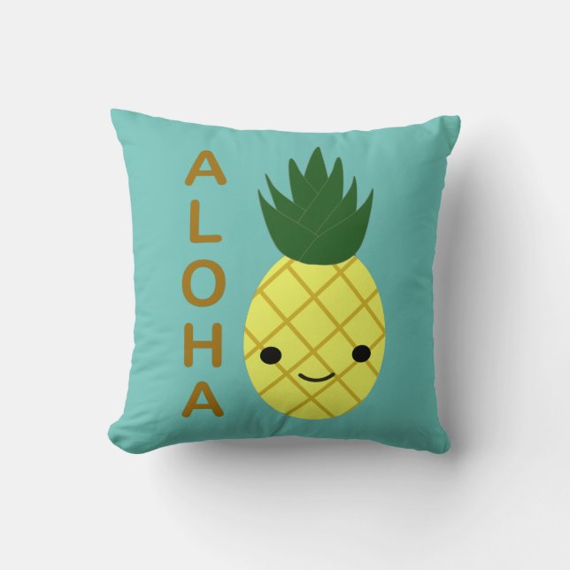 Aloha Cute Kawaii Pineapple Kudde (Framsida)