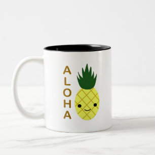 Aloha Cute Kawaii Pineapple Två-Tonad Mugg