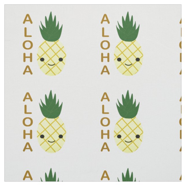 Aloha Cute Kawaii Pineapple Tyg (Provkarta)