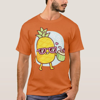 Aloha Cute Pineappine med solglasögon och kokosnöt T Shirt