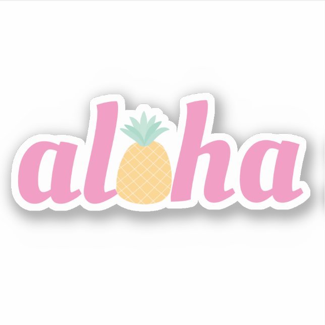 Aloha - Cute Tropical Pineale Contour Klistermärken (Framsida)
