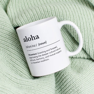Aloha-definition, hawaiiska hälsning-ordlista kaffemugg