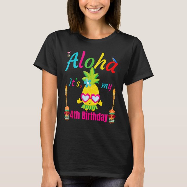 Aloha Det är min 4e födelsedagen Hawaii 4 års flic T Shirt (Framsida)