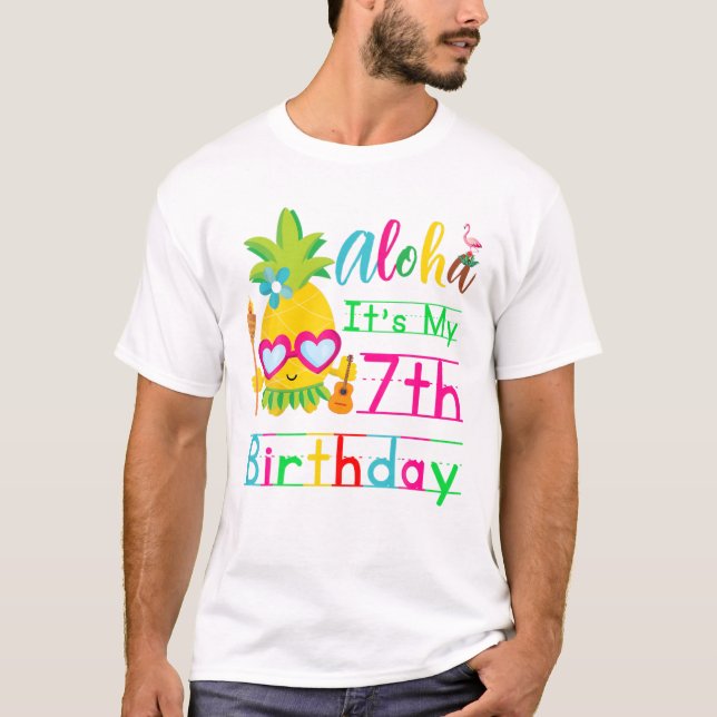 Aloha Det är min 7:e-födelsedag Hawaii Second Girl T Shirt (Framsida)