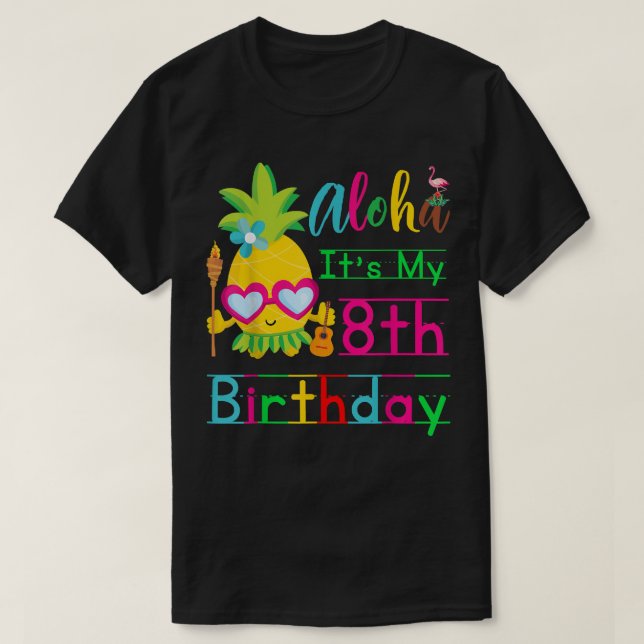 Aloha Det är min 8:e födelsedag Hawaii Second Girl T Shirt (Design framsida)