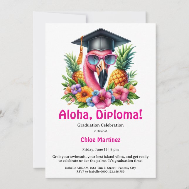 Aloha Diploma Tropical Graduation Pool Party  Inbjudningar (Framsida)