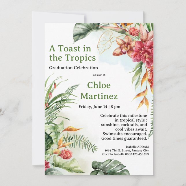 Aloha Diploma! Tropical Graduation Pool Party  Inbjudningar (Framsida)