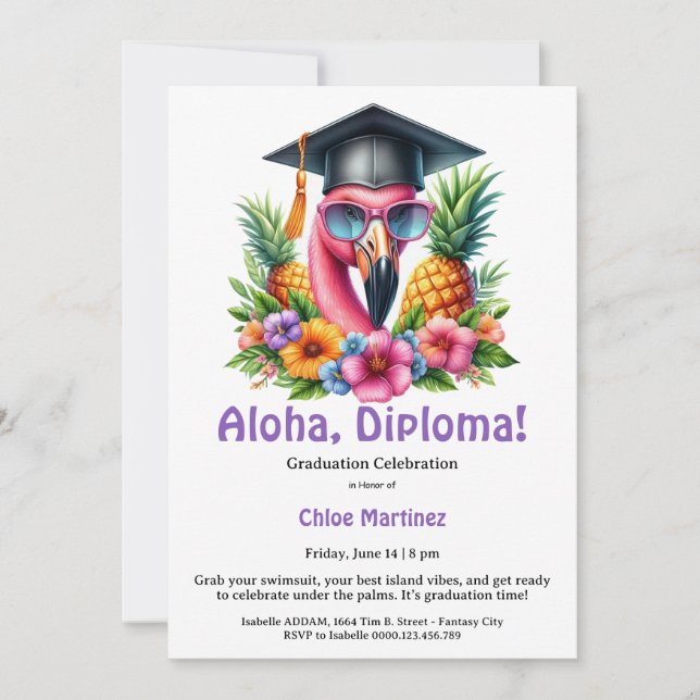 Aloha Diploma Tropical Graduation Pool Party  Inbjudningar (Framsida)