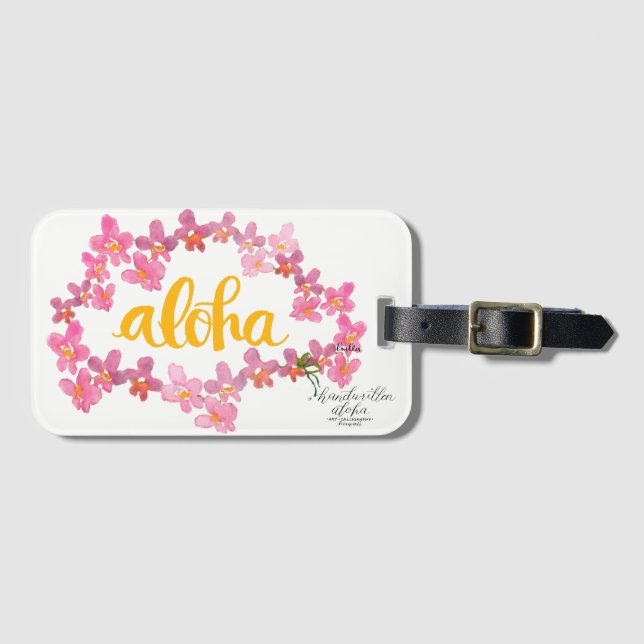 Aloha djärv orkidélei väska tag - Vit Bagagebricka (Framsida horisontal)