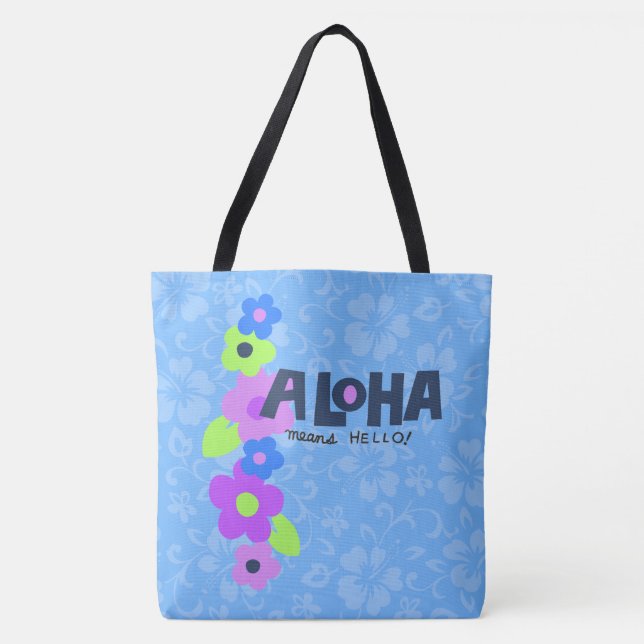 Aloha Elak Hej Hawaiian Hibiscus Beach Bag Bag Tygkasse (Framsida)