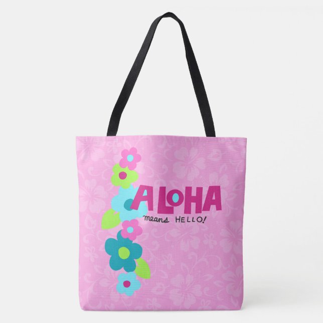 Aloha Elak Hej Hawaiian Hibiscus Beach Bag Bag Tygkasse (Framsida)