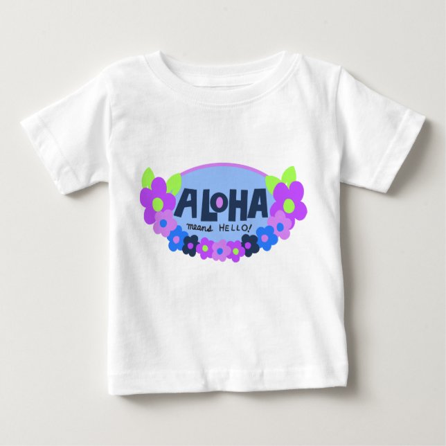 Aloha Elaks Hej Hawaii Blommigt Tee Shirt (Framsida)