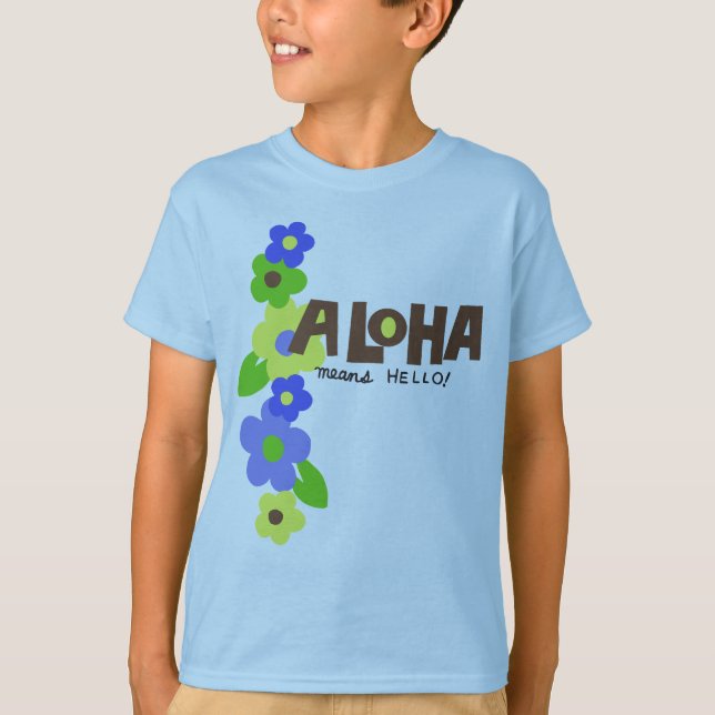 Aloha Elaks Hej Hawaii Blommigt Tee Shirt (Framsida)