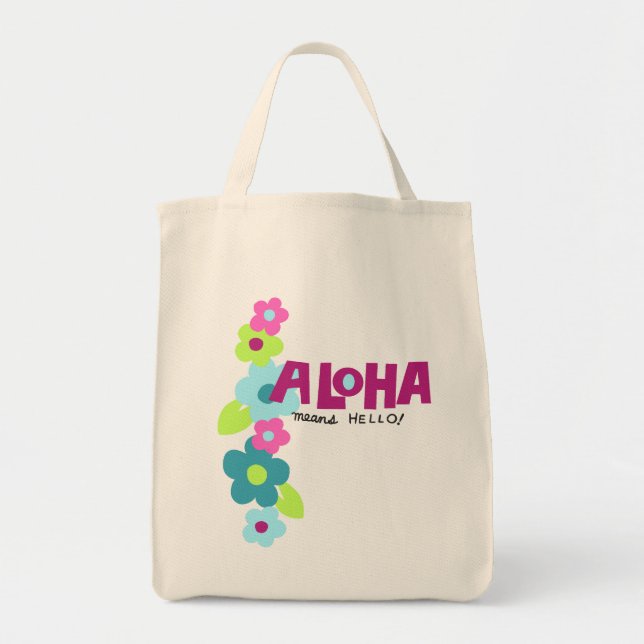 Aloha Elaks Hej Hawaii Blommigt Tygkasse (Framsidan)
