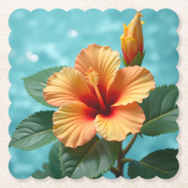 Aloha Elegance: Orangen Hawaiian Hibiscus Underlägg Papper