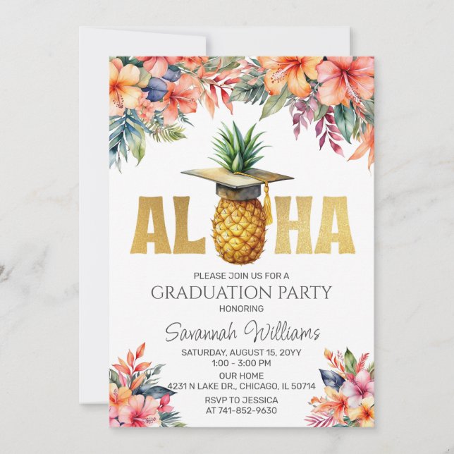 Aloha-examensfest Inbjudningar (Framsida)
