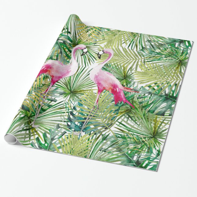 Aloha Flamingo Bird Animal i Jungle Presentpapper (Utrullad)
