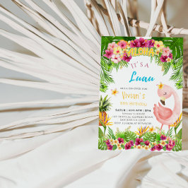 Aloha Flamingo Girl Birthday | Tropical Luau Party Inbjudningar