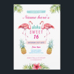 Aloha Flamingo Sweet 16 16:e Födelsedagsfesten Inb Inbjudningar<br><div class="desc">Ändra texten till kostym i party! Utskrift bakåt ingår. Flamingo Inbjudan - perfekt för alla åldrar! Se matchande objekt i samlingen Flamingo Aloha Paket.</div>
