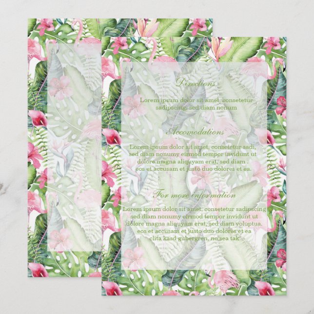Aloha Flamingo Tropical Beach Wedding Inbjudningar (Fram/baksida)
