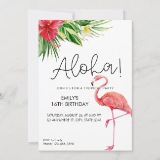 Aloha! Flamingo Tropisk Festinbjudan Inbjudningar