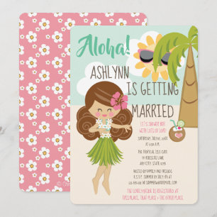 Aloha flår mörk för mörkt hår för den Luau Inbjudningar