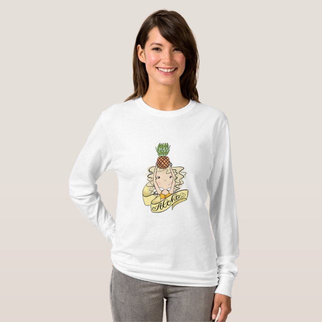 Aloha flicka med ananas tee (Hel framsida)