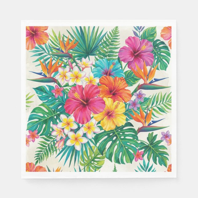 Aloha Floral Bloom Tropical Napkin Pappersservett (Framsidan)