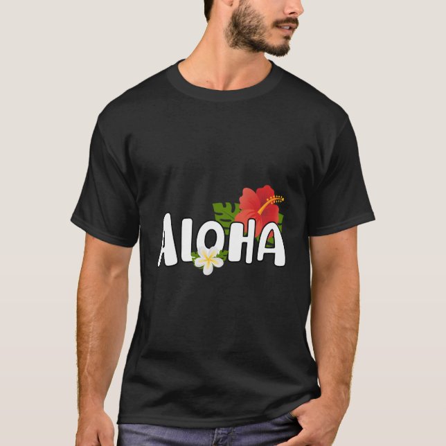 Aloha Flower Hawaiian Print Aloha Hawaii T Shirt (Framsida)