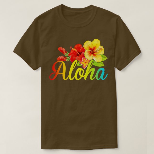 Aloha Flowers Hawaiian Funny Hawaii Beach Luau Par T Shirt (Design framsida)