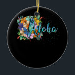 Aloha Flowers Hawaiian Hawaii Beach Luau Party Julgransprydnad Keramik<br><div class="desc">Aloha Flowers Hawaiian Hawaii Beach Luau Party</div>