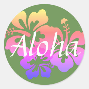 Aloha Flowers II Stickers Runt Klistermärke