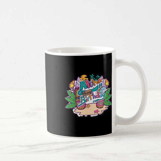Aloha födelsedag Hawaii Hawaiianskt semester  Kaffemugg (Höger)