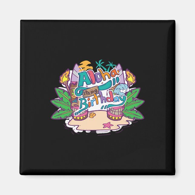 Aloha födelsedag Hawaii hawaiianskt semester  Magnet (Framsidan)