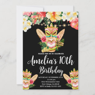 Aloha födelsedag, Tiki Mask fest, Luau födelsedag Inbjudningar