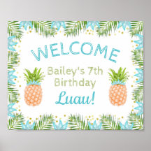 Aloha Födelsedagsfest Välkomstskylt Luau Decor Blu