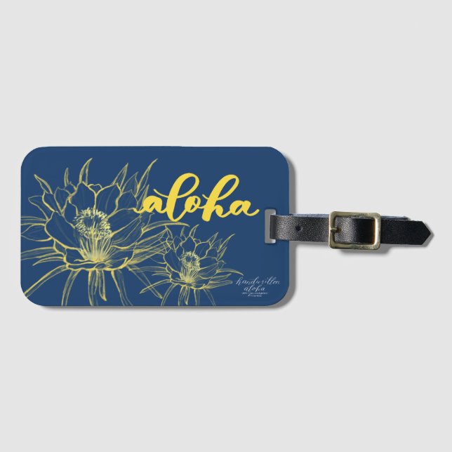 Aloha för Cereusbagage för blått gula märkre Bagagebricka (Framsida horisontal)