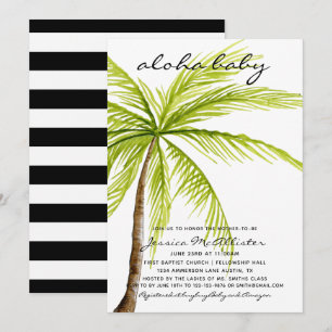 Aloha för handflatanbaby shower för baby tropisk inbjudningar
