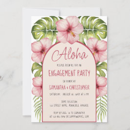 Aloha Förlovning Tropical Blommigt Rosa Hibiscus Inbjudningar