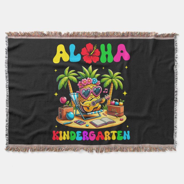 Aloha förskola Pineapple Hawaii Tillbaka till skol Filt (Framsidan)